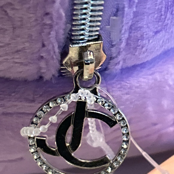 JUICY COUTURE Rhinestone Logo Cosmetic Travel Makeup Bag Pouch Lilac Purple NWT - Picture 9 of 11